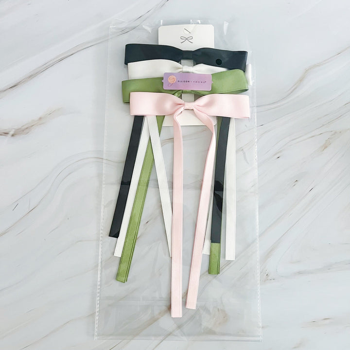 Ballerina Slim Bow Hair Clip Set Of 4 - Exquisite Beauty