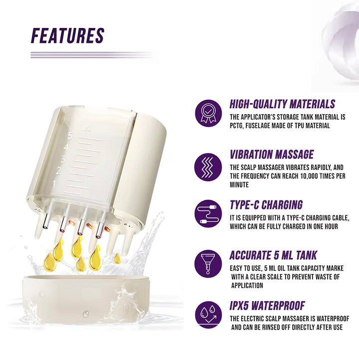 Electric Oil Applicator and Vibration Scalp Massager 2 in 1. - Exquisite Beauty